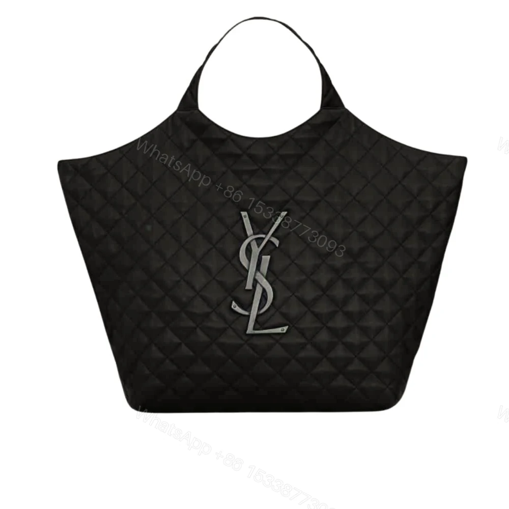 Saint Laurent Icare Shopping Bag In Quilted Black Silver 40Cm — view 1