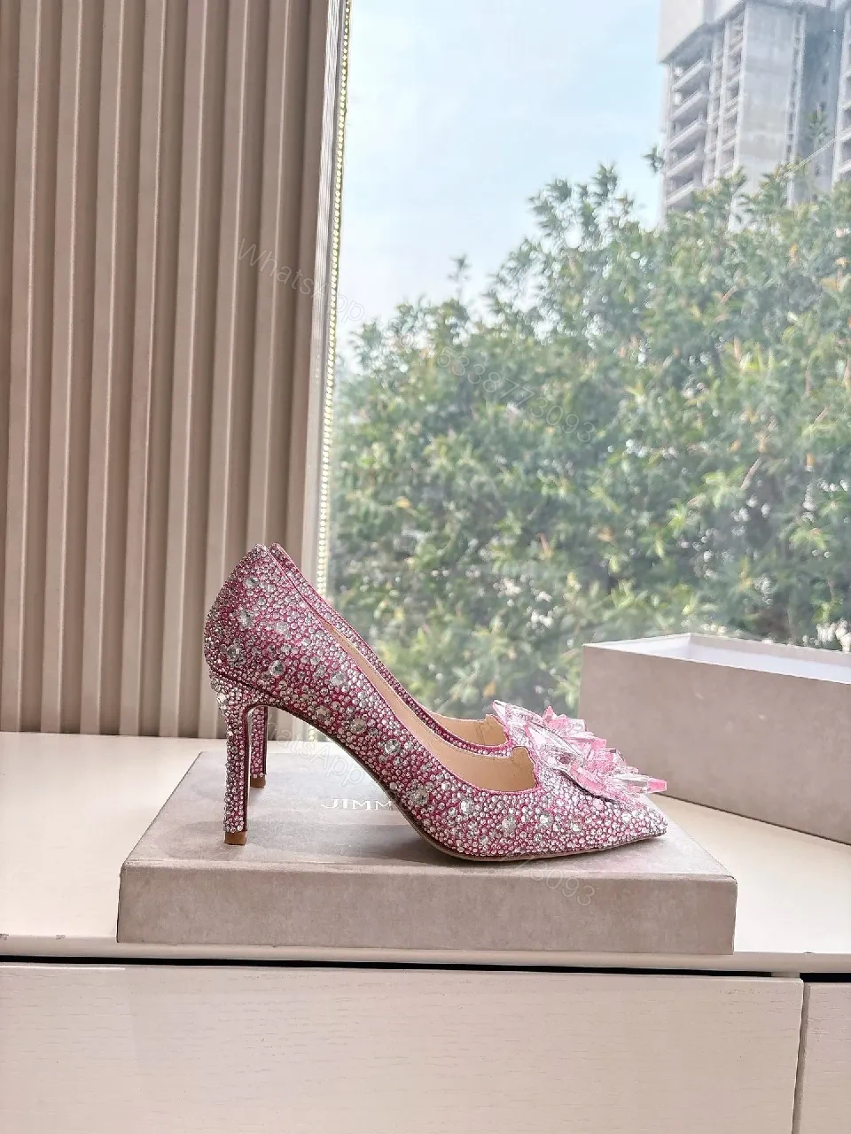 View 5 of Pink Crystal-Accent LV-Style Pumps