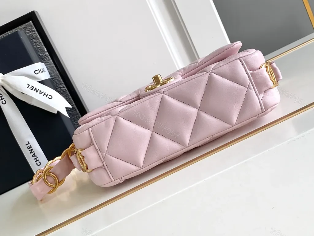 View 5 of Soft Pink Quilted Glam Bag: Compact Luxury Crossbody