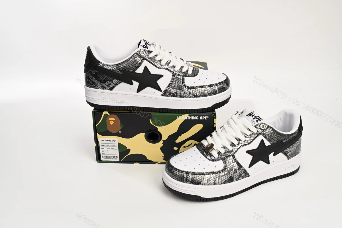 View 3 of A Bathing Ape Bape Sta Low Black Black Snake Skin 1180 191 009