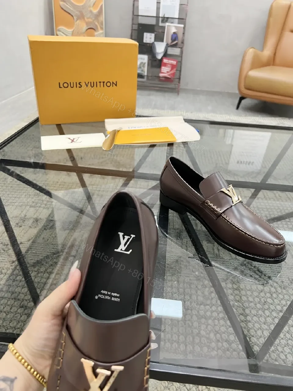 View 2 of Rich Leather Loafers with Signature Hardware, All-Day Comfort