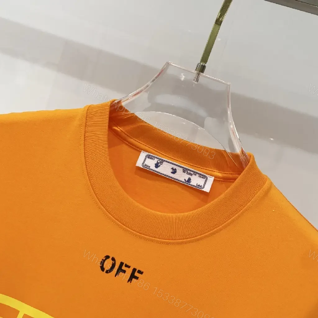 View 9 of Bright Orange Cotton-jersey Tee with Graphic Stripe - Premium Streetwear