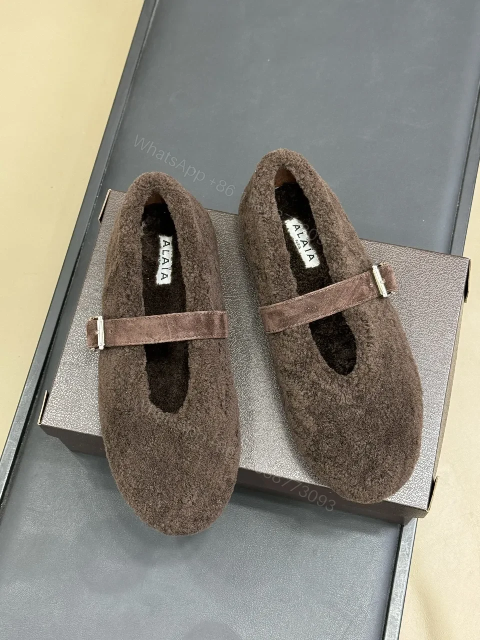 View 6 of Cozy Textured Shearling Slipper with Buckle Detail & Comfort