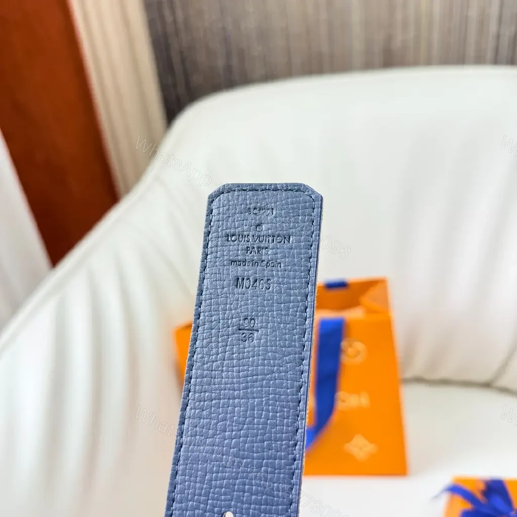 View 5 of Denim-Print Belt with Monogram Hardware: Luxury-Casual Belt