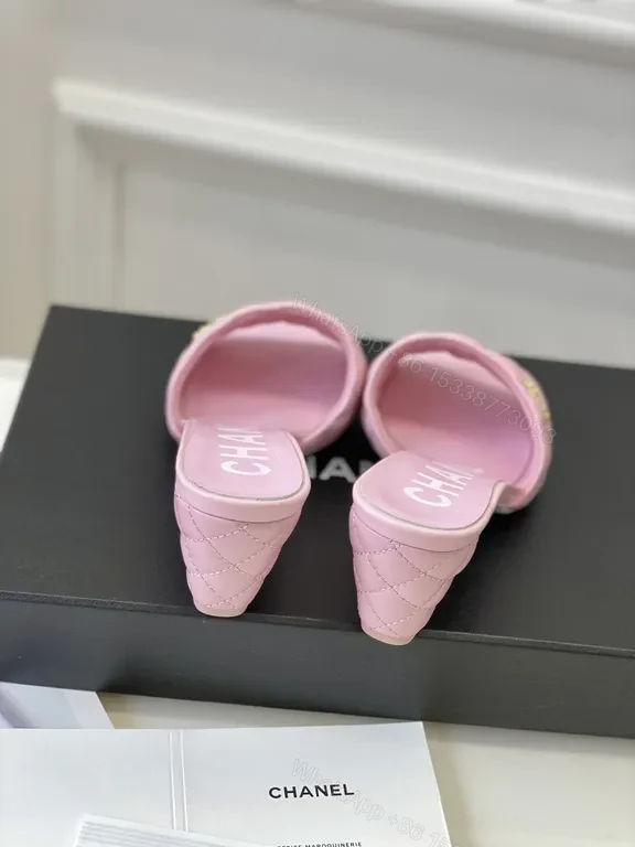 View 4 of Pink Quilted Chanel-Inspired Slides â€“ Luxury Comfort Sandals