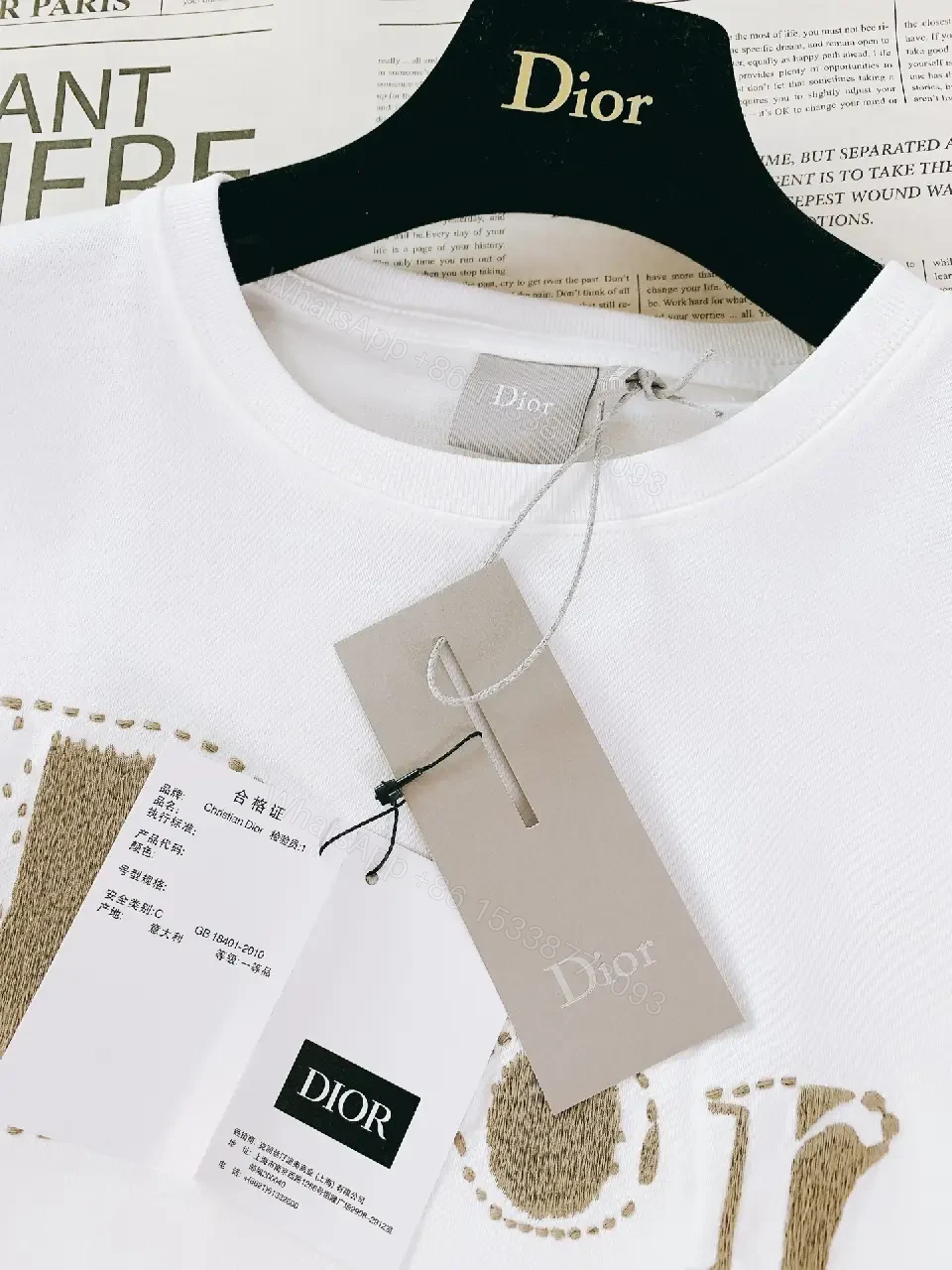 View 4 of White Cotton Tee + Subtle Logo Embellishment + Luxe Casual + Elevated Detail + T-Shirt