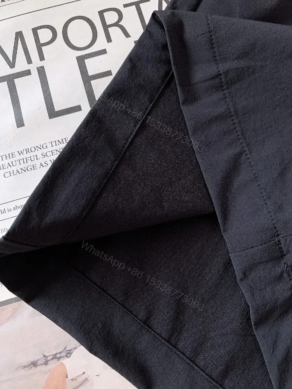 View 4 of Black Nylon Drawstring Moncler Style Shorts