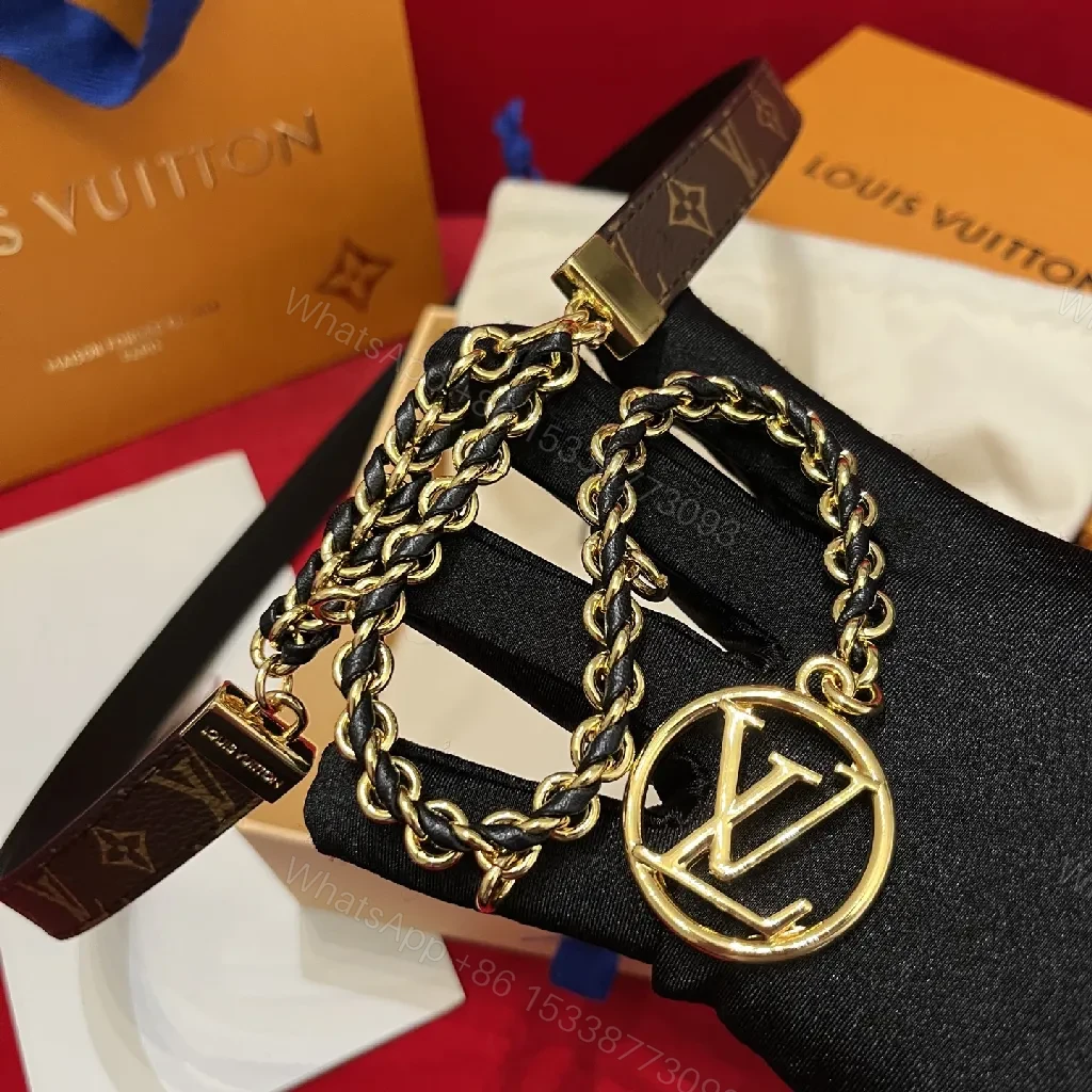 View 5 of Chic Leather & Chain Belted Necklace - Black & Gold Finish