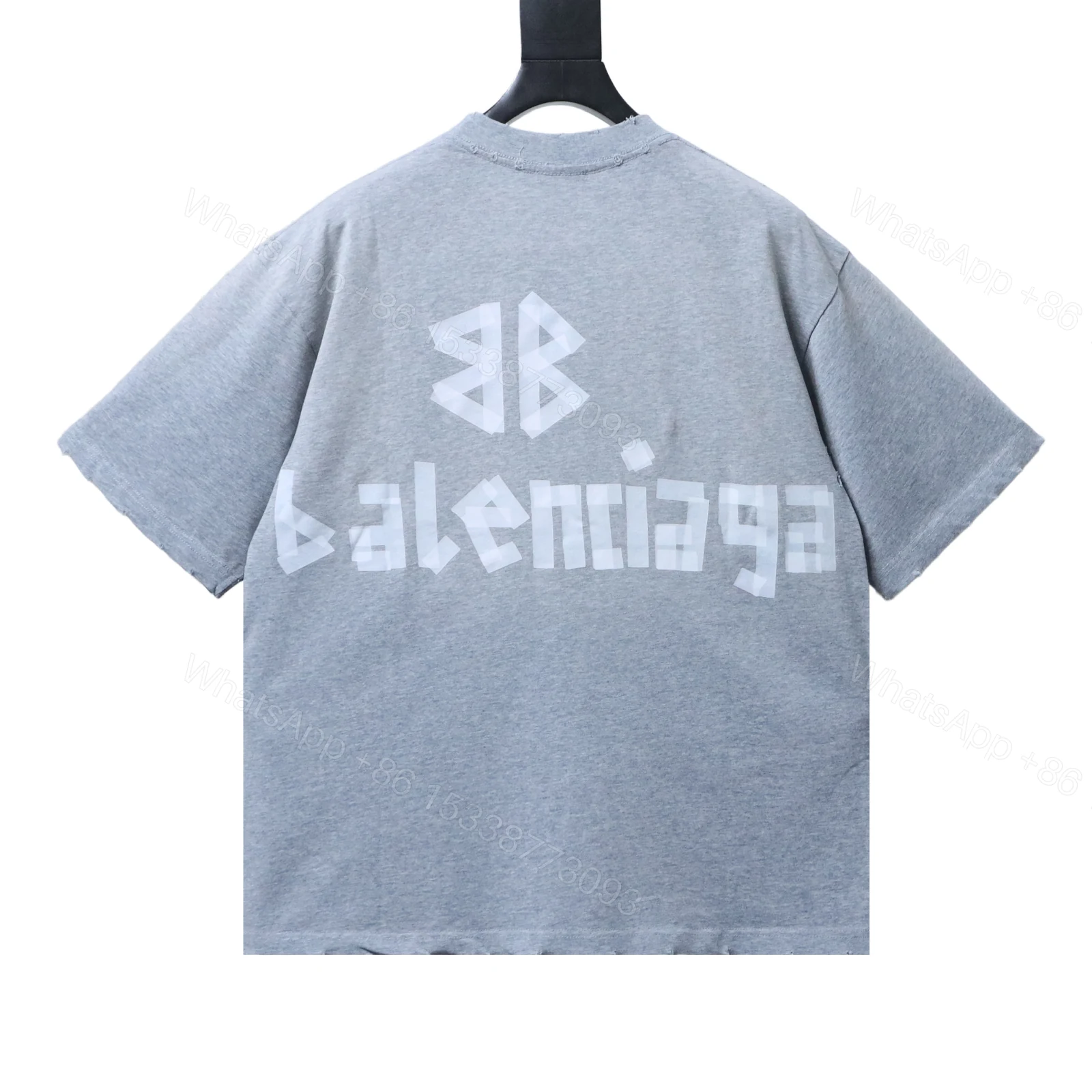 Balenciaga Clothes 25SS American Paper Tape Short-Sleeve T-Shirt grey — view 2