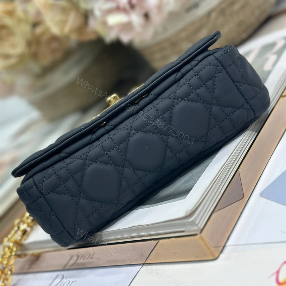 View 6 of 高仿Dior*Caro系列M9240M901小牛皮鏈條包黑金小號免檢版
