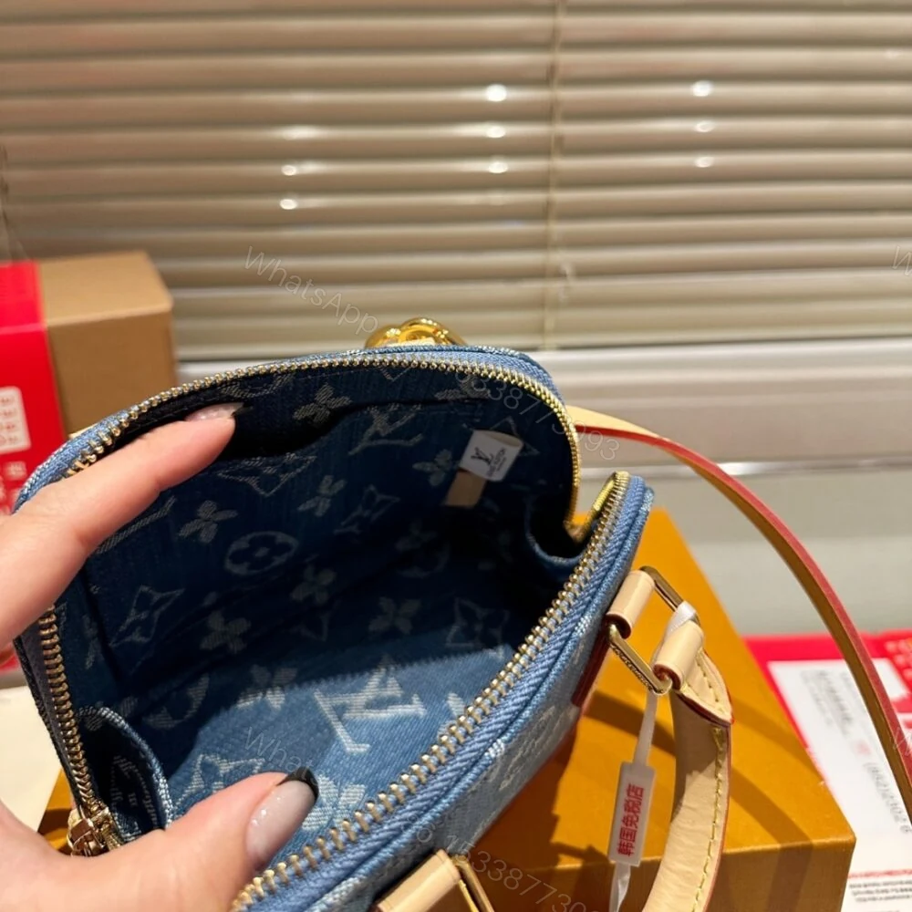 View 8 of Louis Vuitton Alma BB Monogram Canvas Bag Denim Blue 16Cm