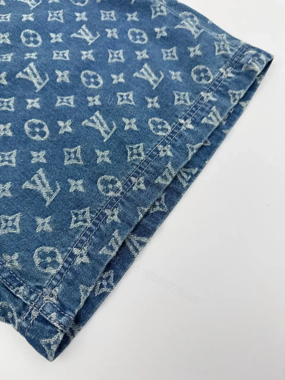 View 10 of Denim Monogram Bermuda Shorts – Signature LV Print, Elevated Comfort