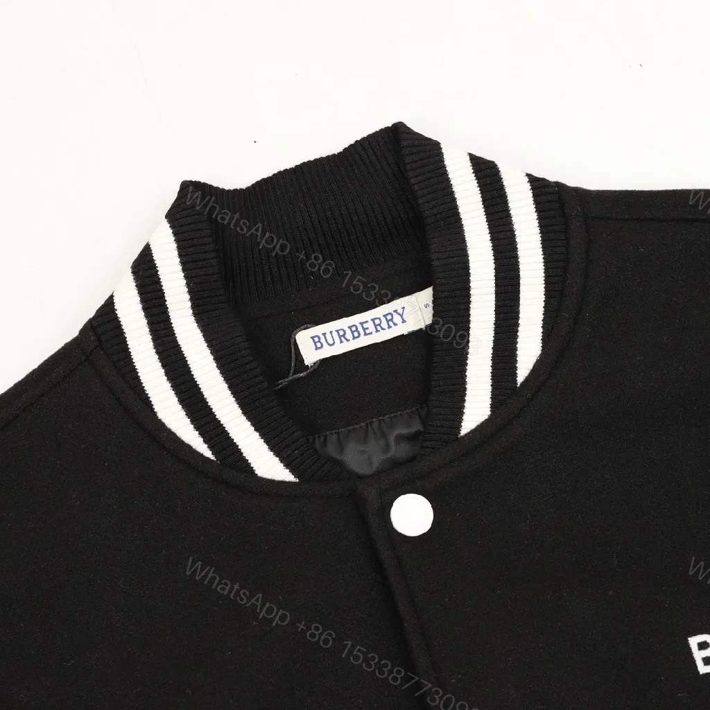 View 2 of Black/Ivory Varsity Bomber - Logo Detail, Lightweight Premium Jacket