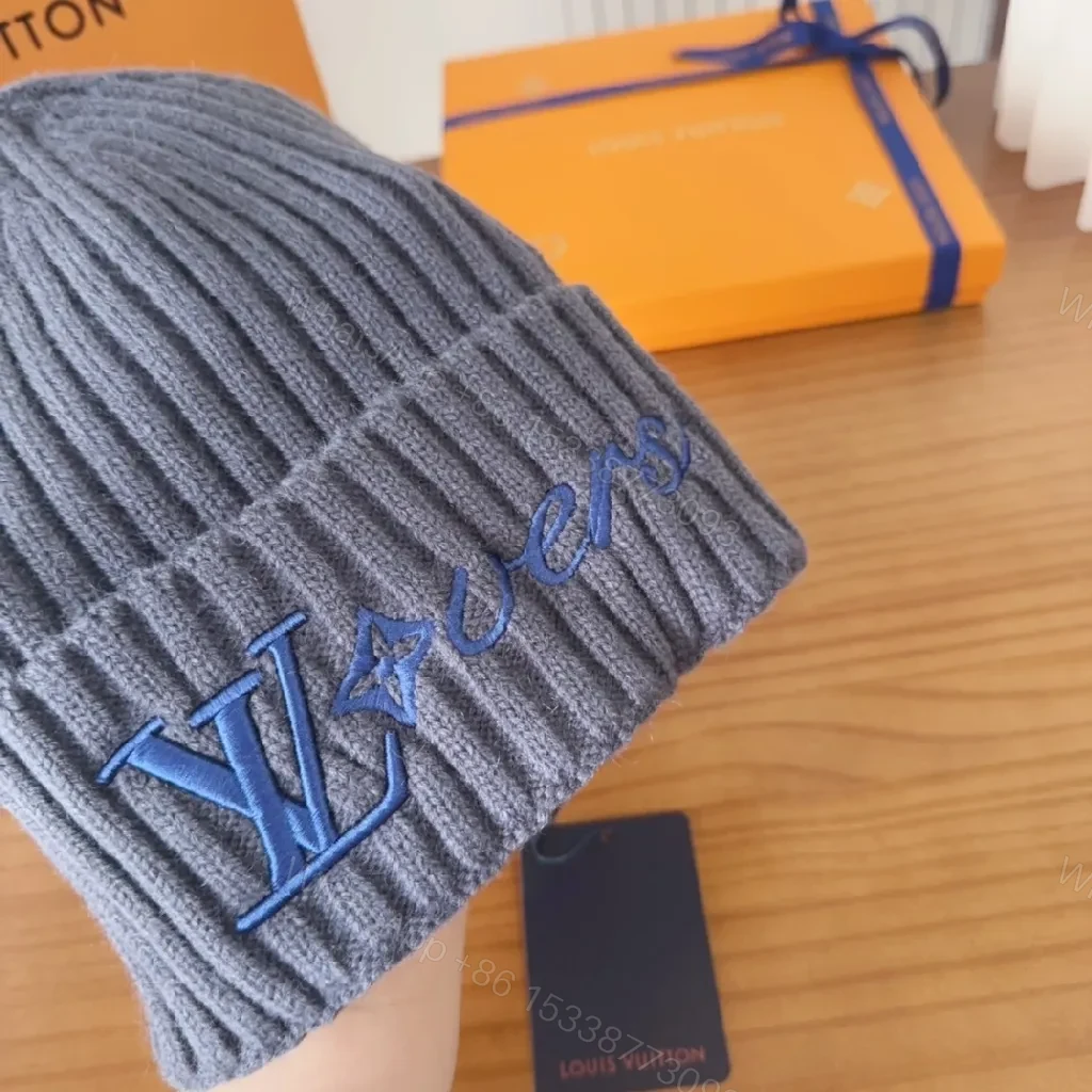 View 6 of Charcoal Knit Beanie: Luxe Embroidered Designer-Inspired Style