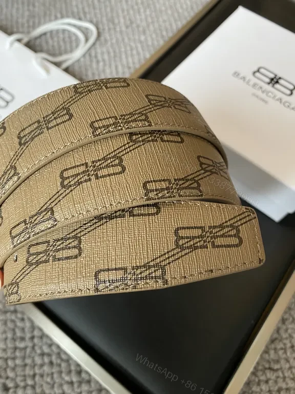 View 7 of Taupe Calfskin Monogram Belt â€” Gold Buckle, Designer-Inspired Luxury