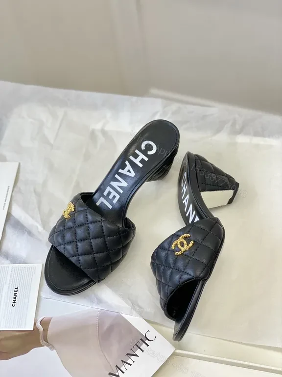 View 7 of Black Quilted Lux Sandals - Brand-Emblem Comfort Shoes