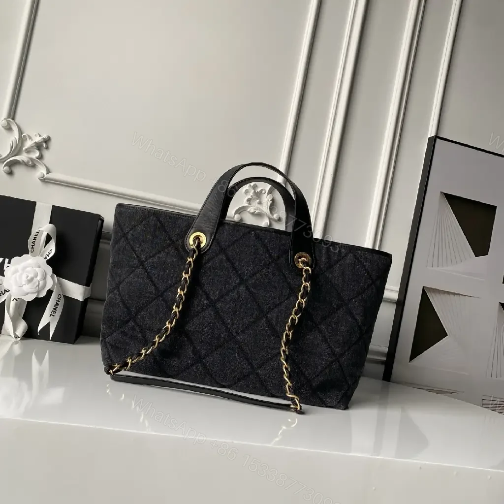 View 5 of Charcoal Quilted Tote: Gold Hardware, Versatile Chic