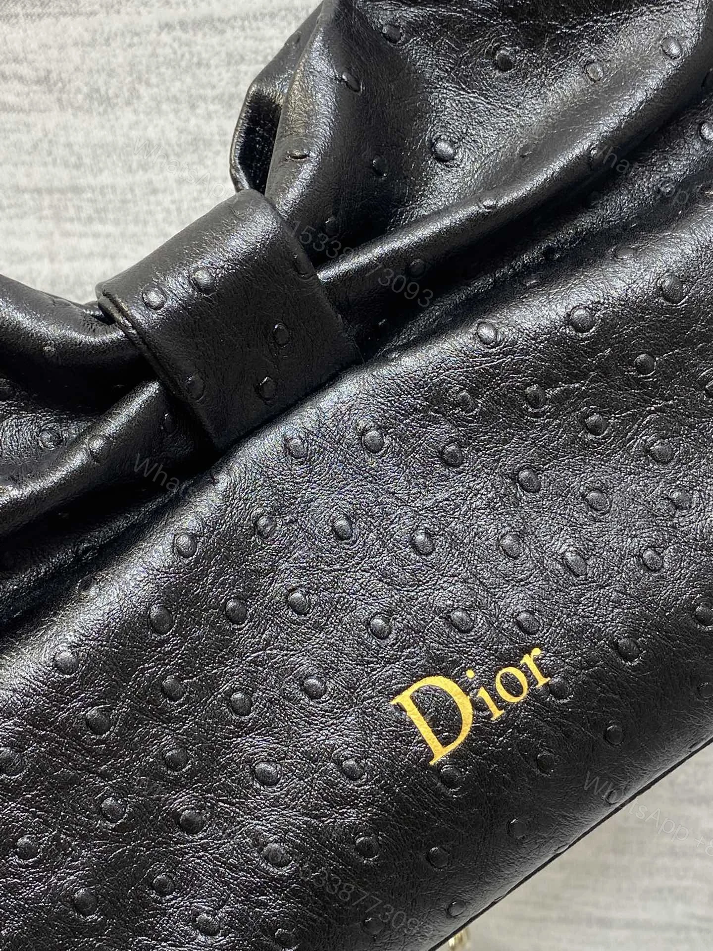 View 2 of Dior Bow Bag Small Black Ostrich Leather