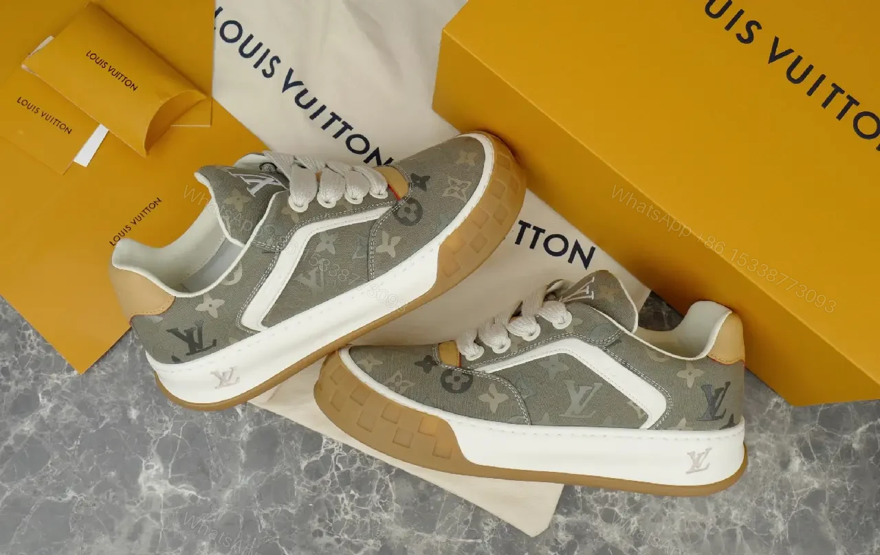 View 6 of Yellow Canvas Streetwear LV Monogram Sneakers