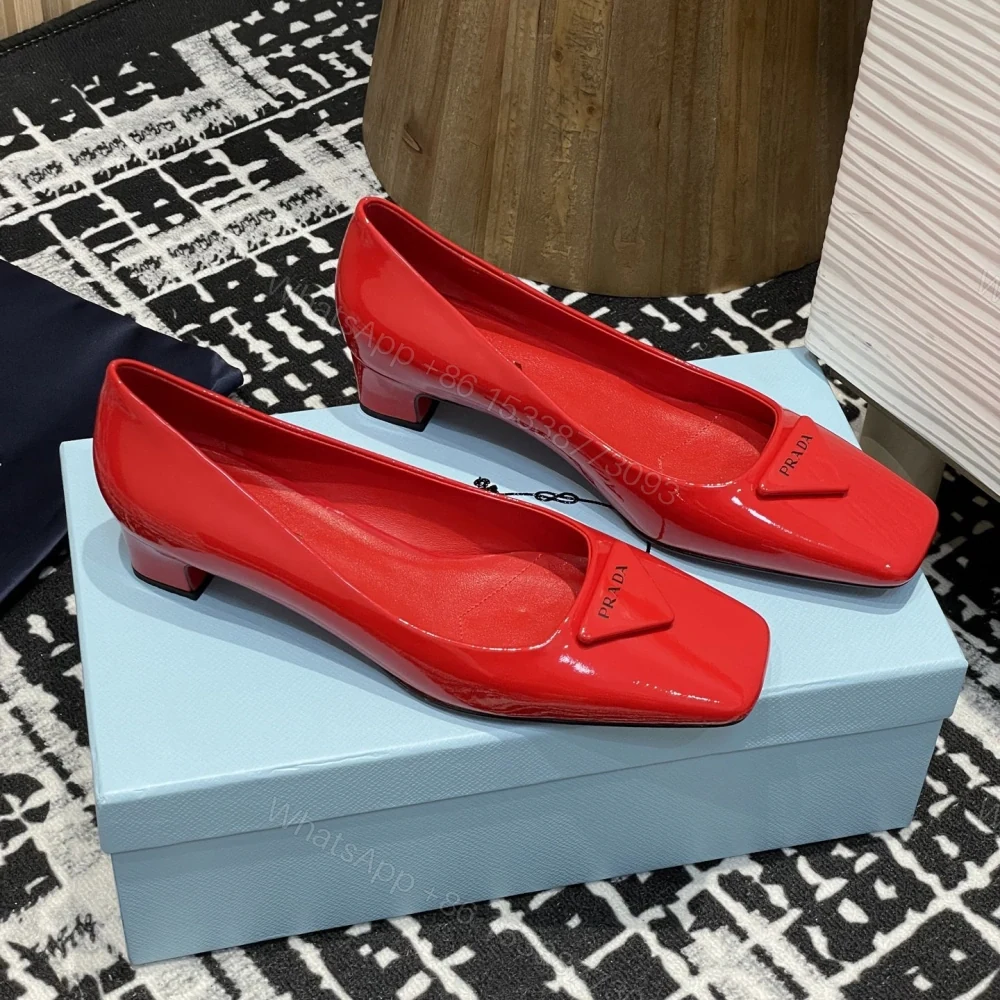 View 2 of 高仿Prada*1l628M方頭粗跟單鞋3.5CM紅色免檢版