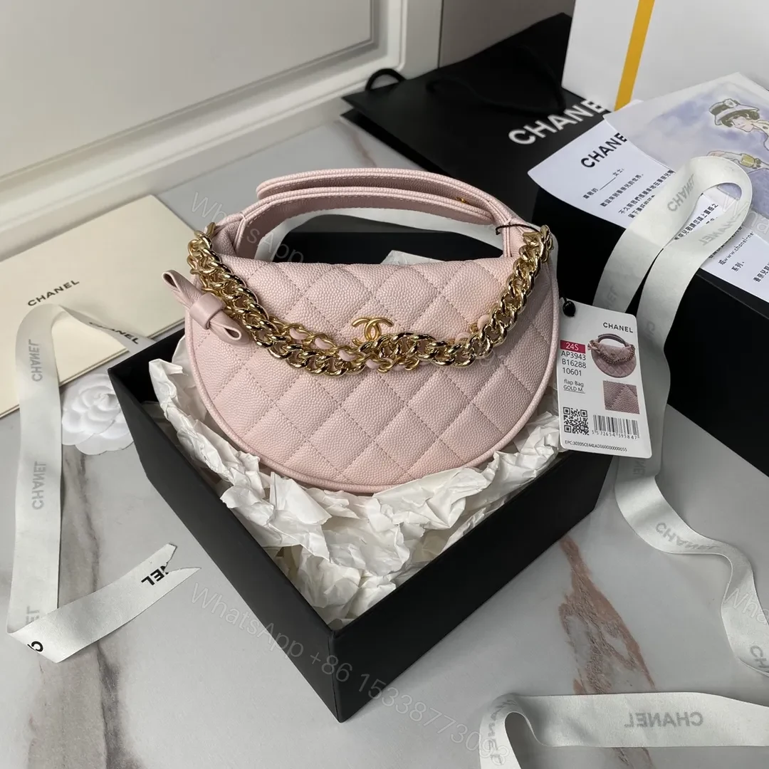 Chanel mini gold chain bag, light pink CN628 — view 1