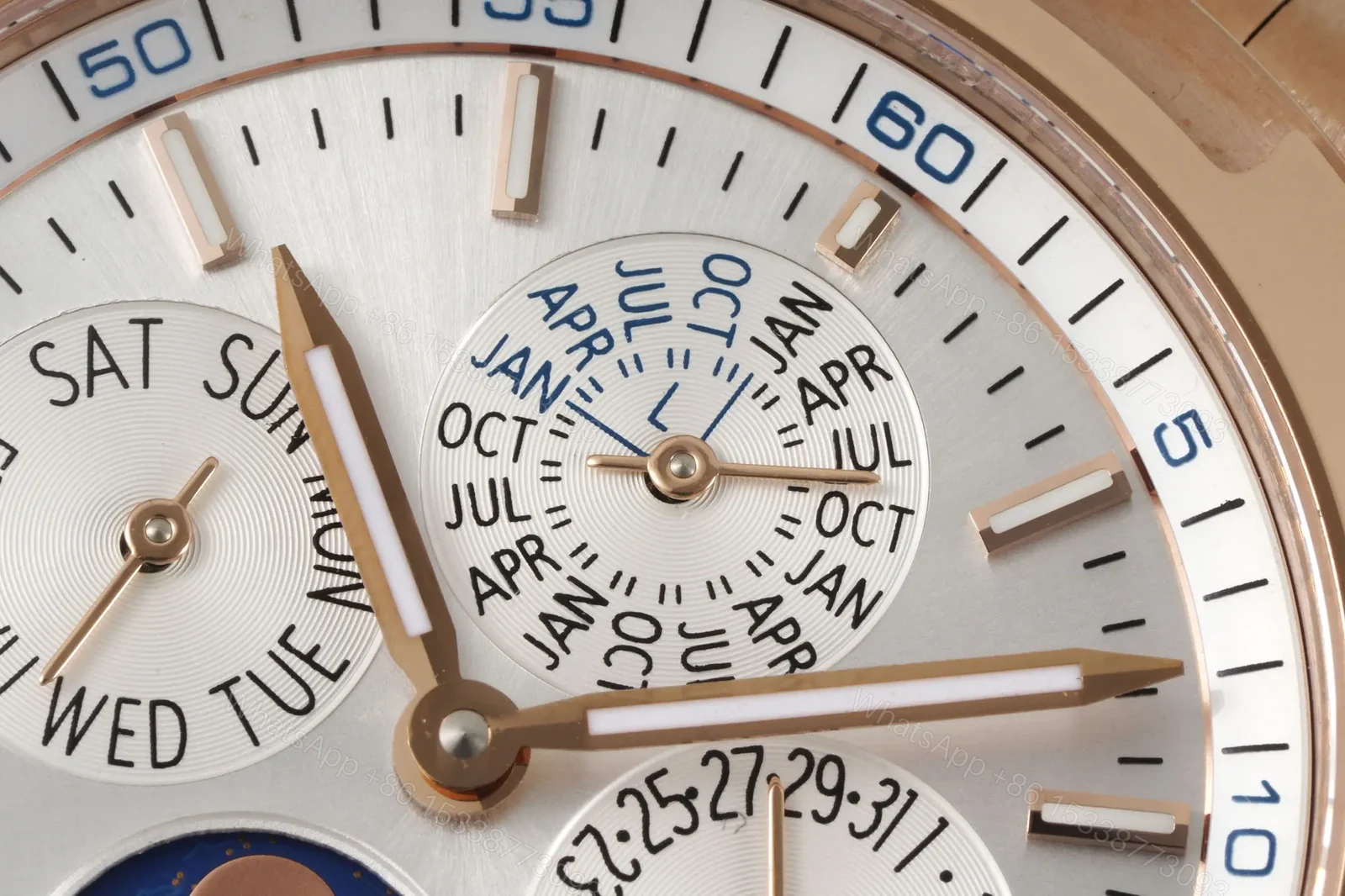 View 4 of GS Factory Vacheron Constantin Overseas Perpetual Calendar 4300V Series Watch – Rose Gold with White Dial and Interchangeable Straps