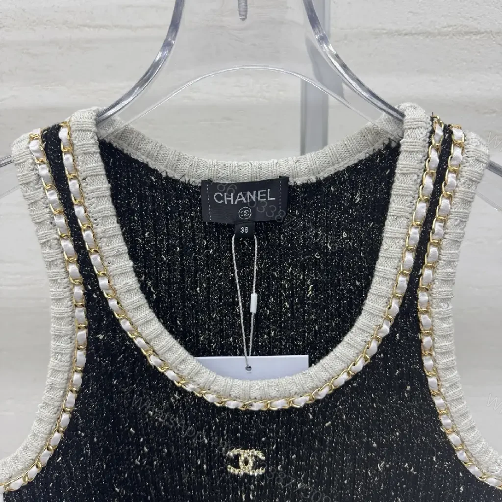 View 5 of Metallic-Trim Knit Tank: Crystal Neckline, Rich Texture