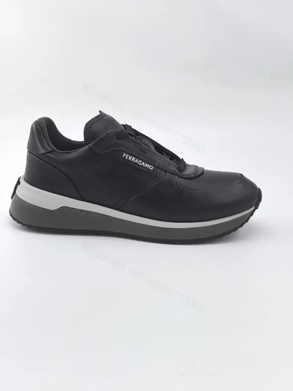 View 5 of Minimalist Black Leather High-Top Sneakers with Cushioned Comfort