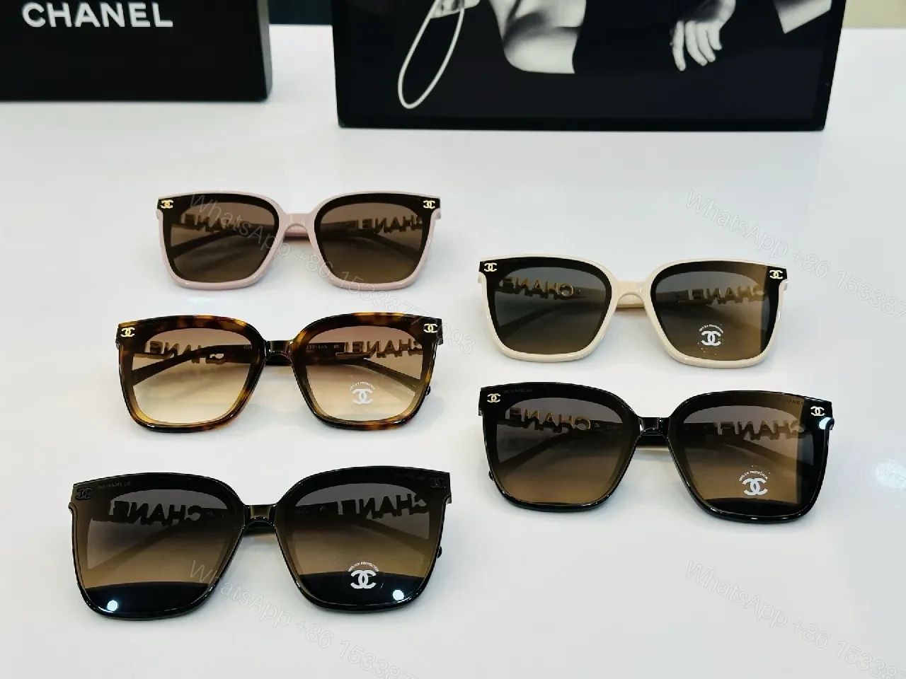 View 9 of Bold Black Frame Sunglasses with Gold Detailing