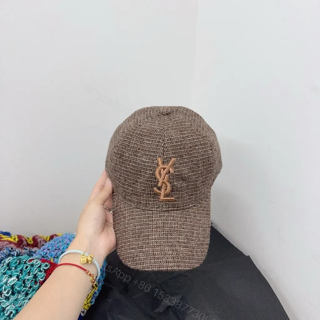 View 7 of Bruised Brown Wool-Blend Cap: Subtle Designer Monogram Cap