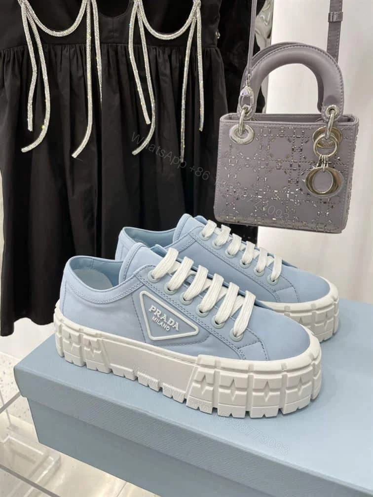 View 2 of PRADA DOUBLE WHEEL RE-NYLON GABARDINE SNEAKERS LIGHT BLUE – PRD085