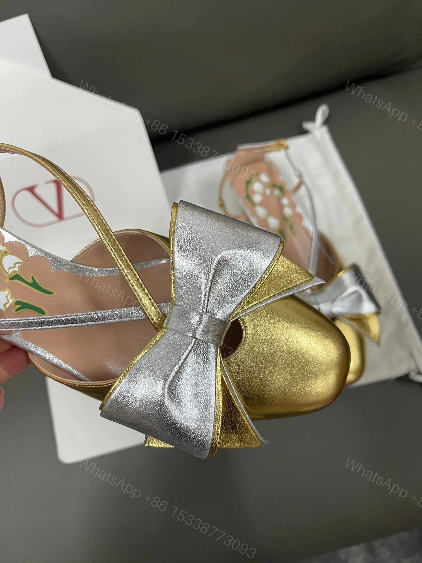 View 6 of Valentino Women Gold Metallic Leather Heels