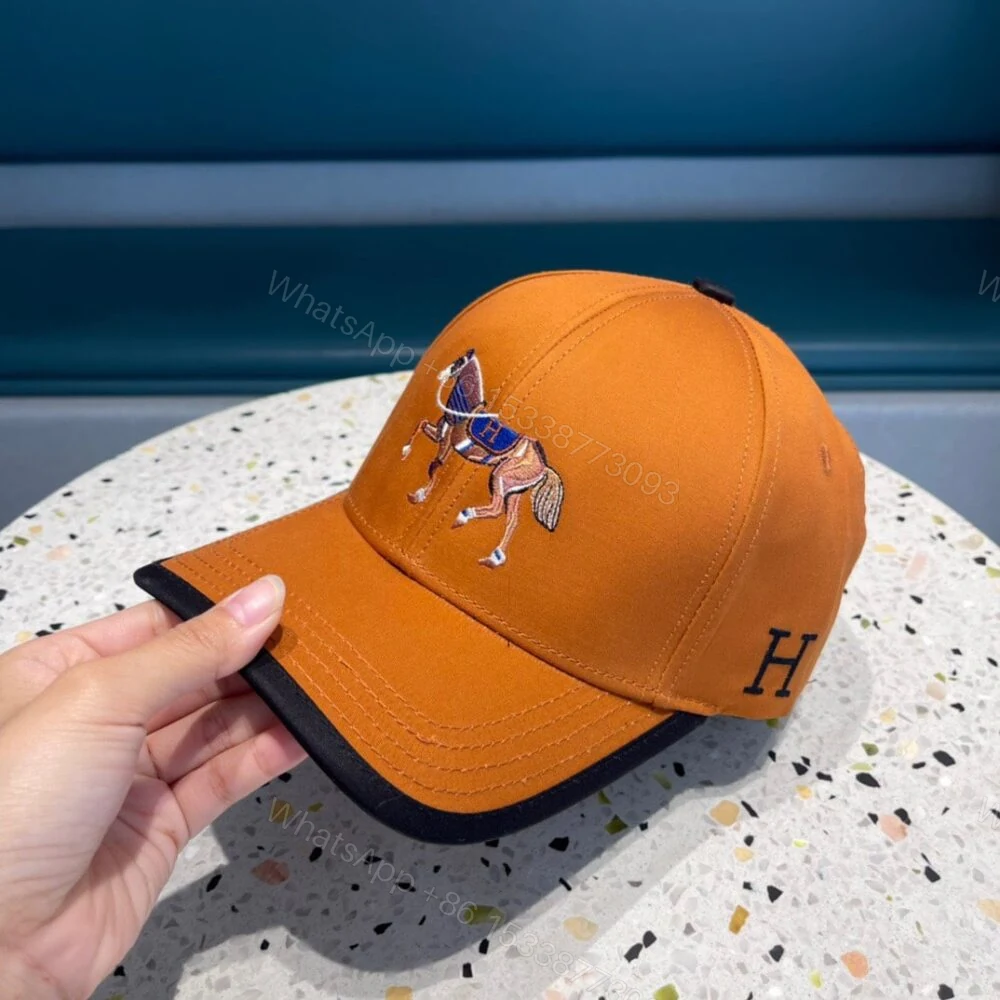 View 3 of Hermes Canvas Baseball Cap Horse Hat Orange