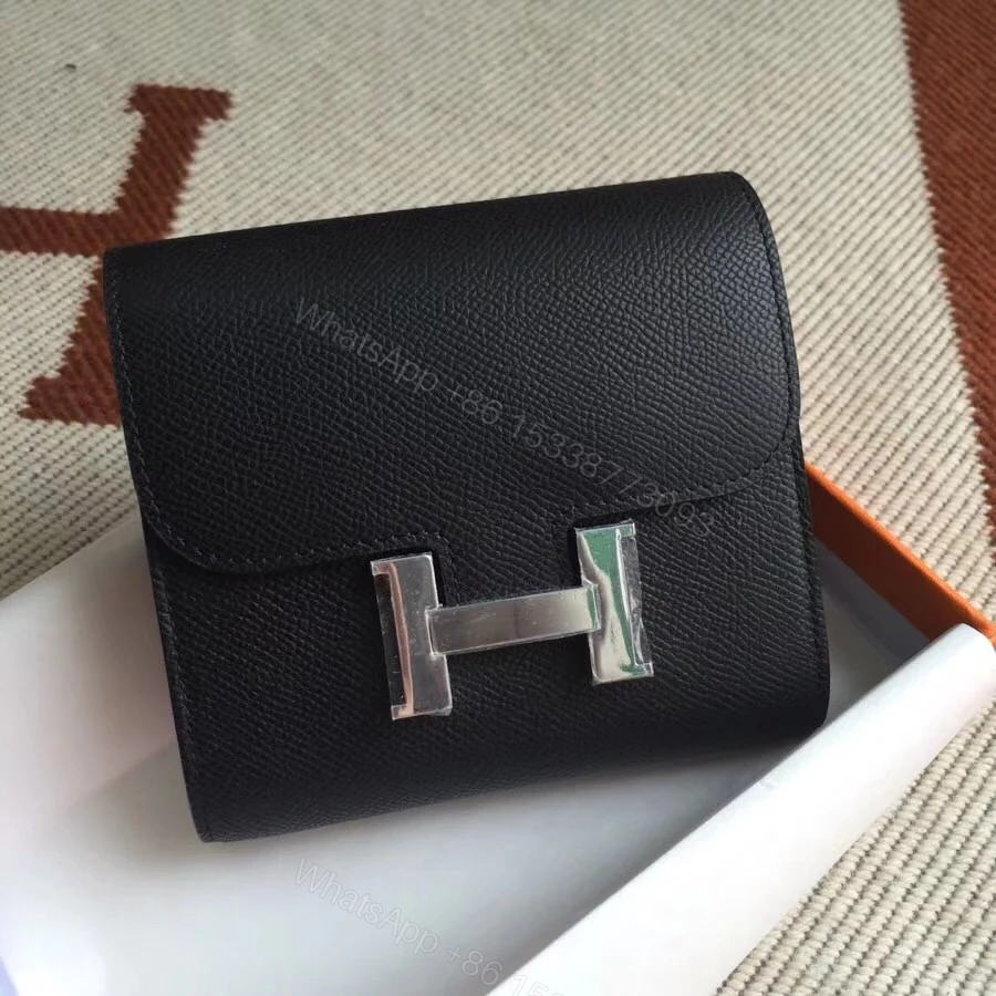 View 2 of Hermes Constance Slim Wallet Noir 12Cm