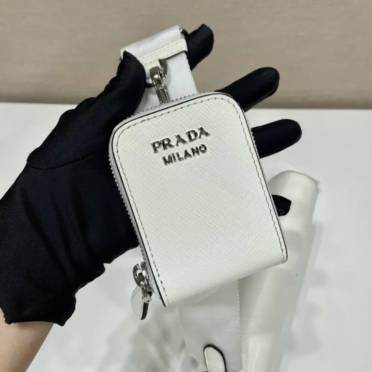 View 6 of White Prada Crossbody with Detachable Pouch - Luxe Saffiano Bag