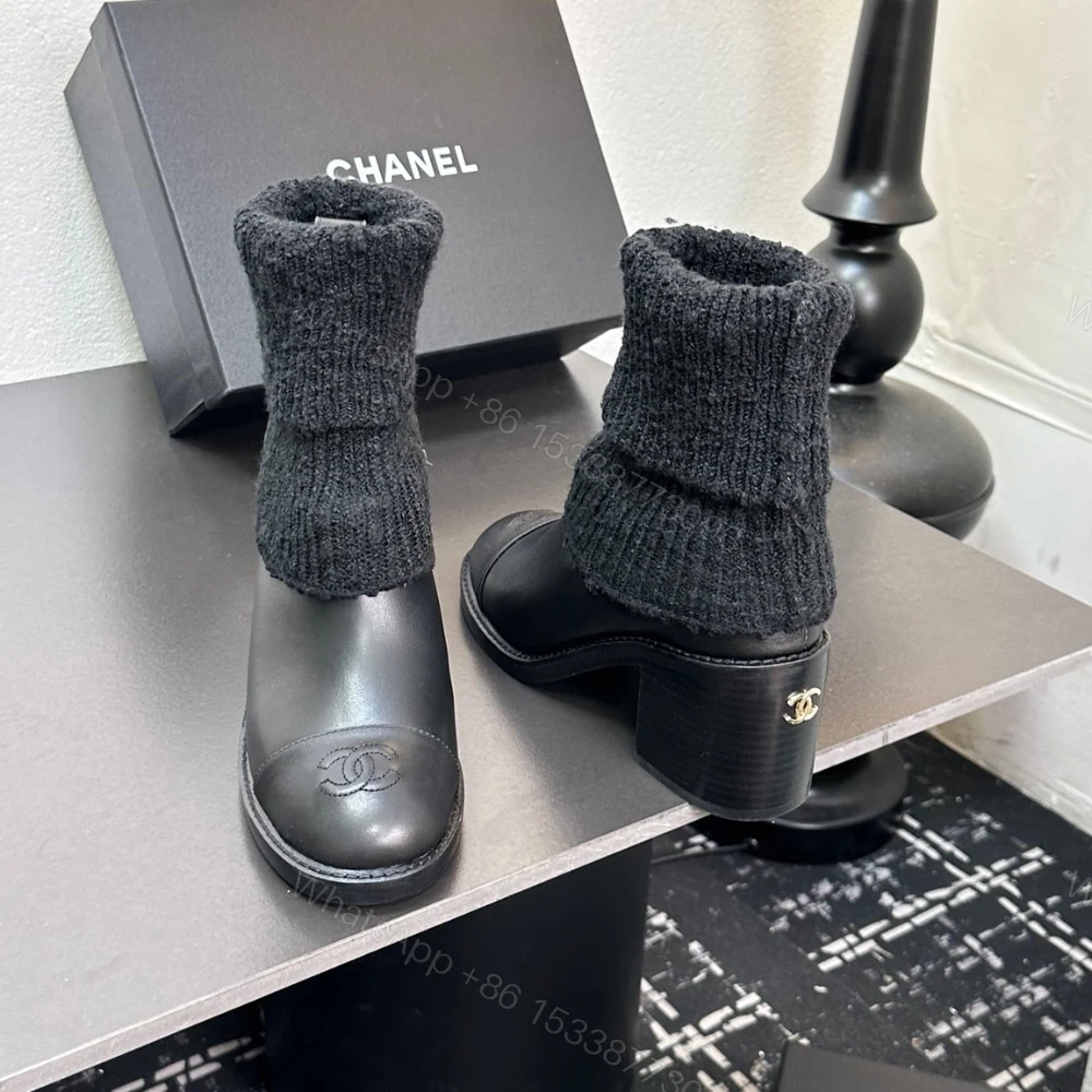 View 8 of CHANEL KNIT BOOTS BLACK