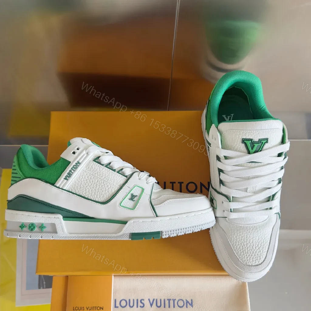View 7 of Green Leather High-Top Sneakers with Luxury Styling