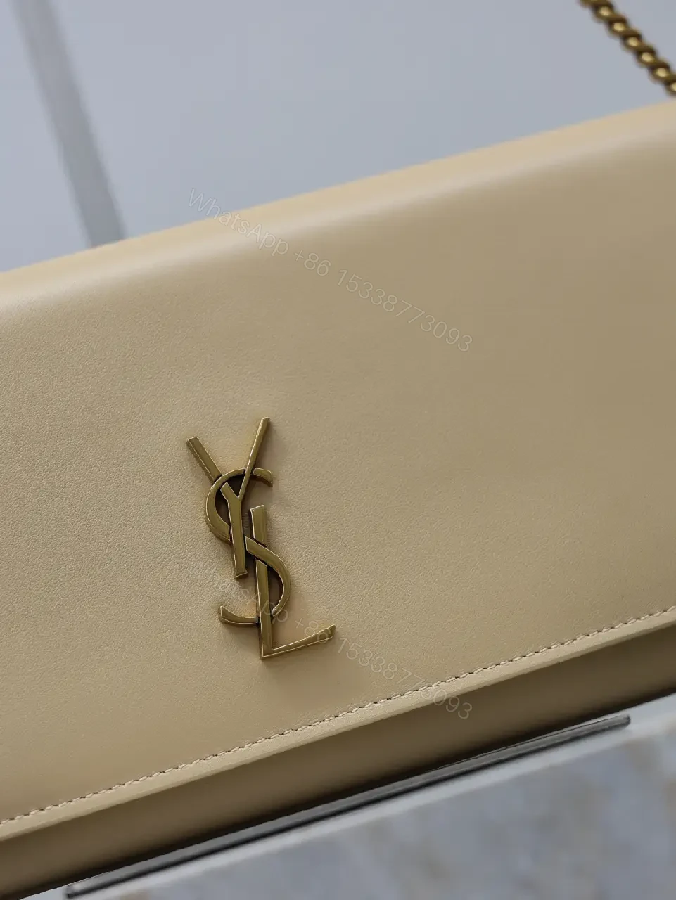 View 5 of Minimalist Saddlebag with Signature Chain, Leather, Compact Crossbody
