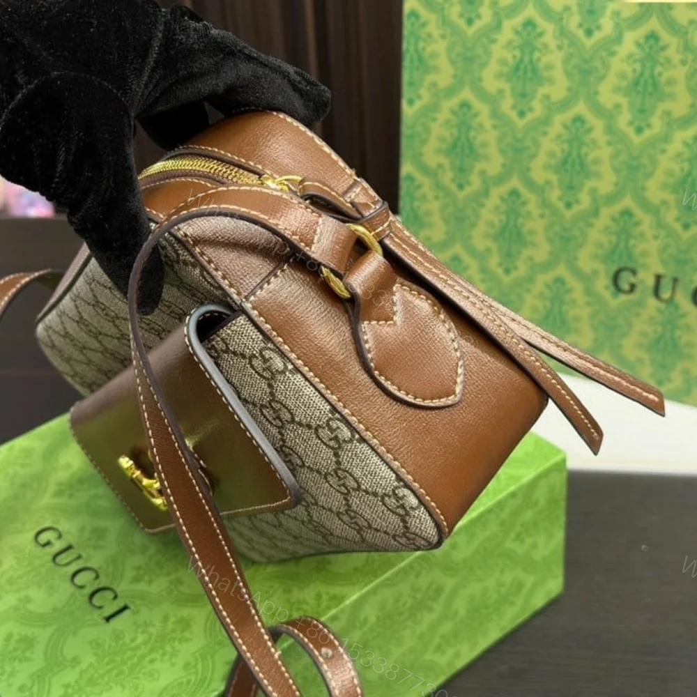 View 6 of Gucci Horsebit 1955 Small Shoulder Bag Beige Ebony GG Supreme Canvas 22Cm