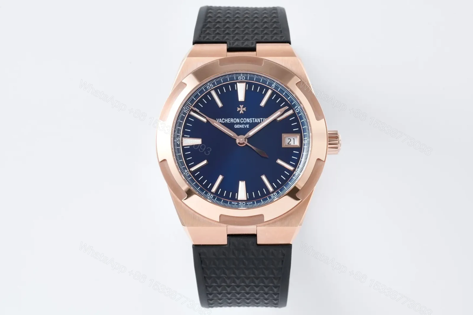 Vacheron Constantin Overseas 4500V Series – Rose Gold Case, Blue Dial, Black Rubber Strap, 41MM Luxury Steel Watch — view 1