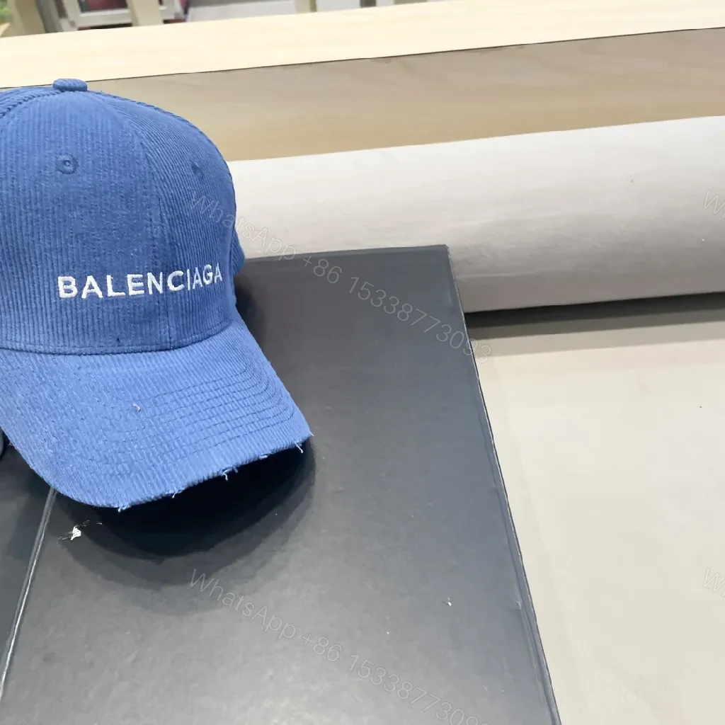View 9 of Corduroy Cap in Cobalt with Subtle Distressing, Structured Fit