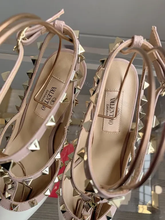 View 3 of Valentino Rockstud Nude Sandal: Luxe Strappy Elegance