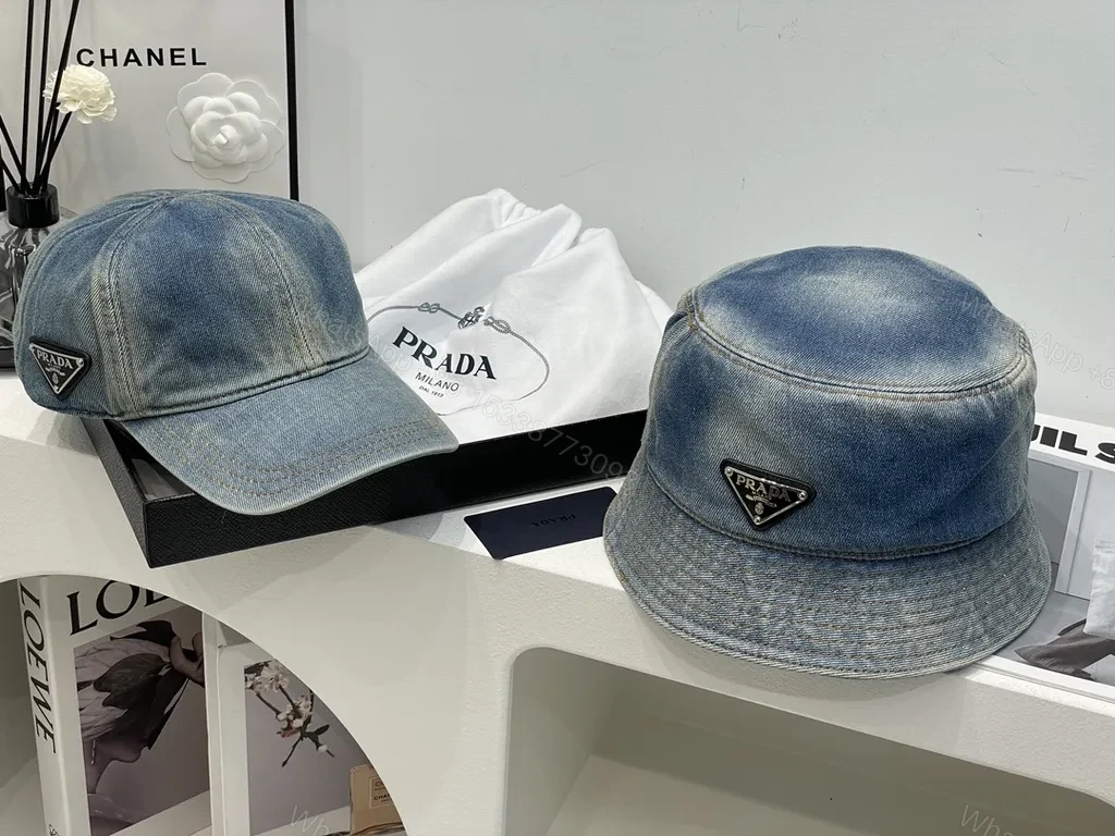 View 4 of Chic Prada Denim Bucket Hat â€” Luxury Everyday Wear