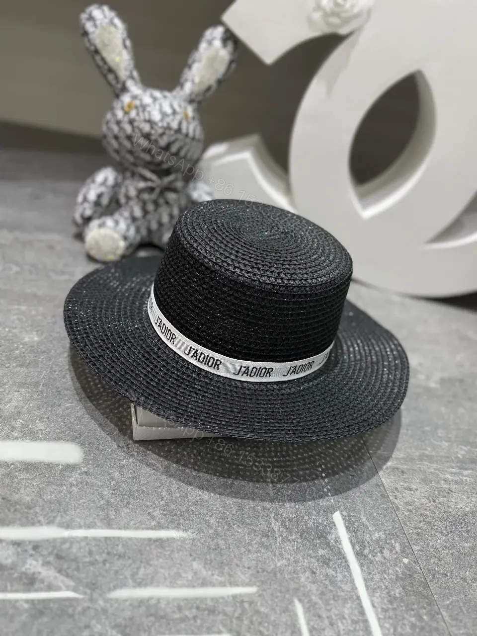 View 6 of Straw Bucket Hat Woven Wide-Brim Floppy J'ADIOR Ribbon Hats