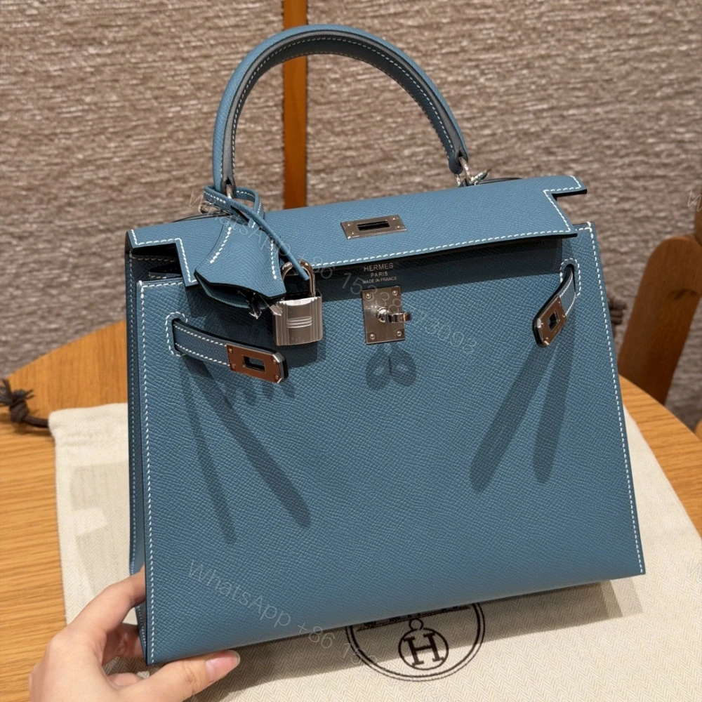 View 7 of 高仿Hermes*Kelly25系列H043110EP7C牛仔藍銀扣牛皮純手工