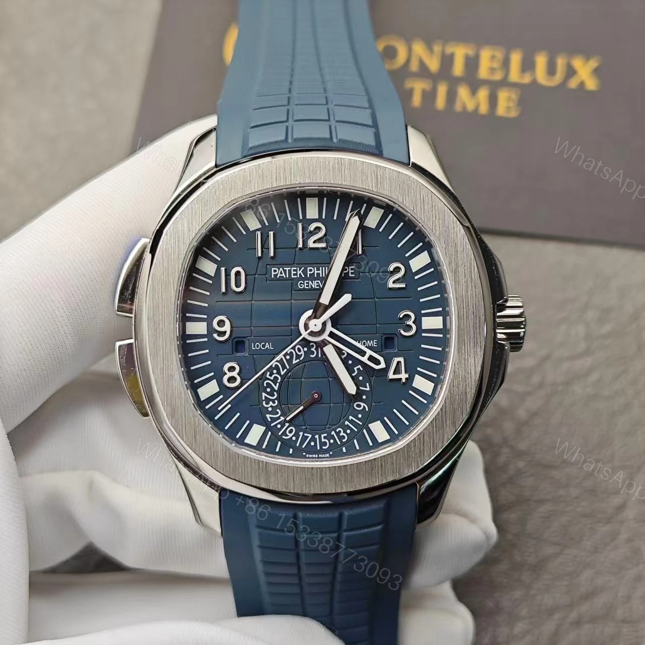 View 3 of Replica Clone Denim Blue Patek Philippe Aquanaut 2024 Model