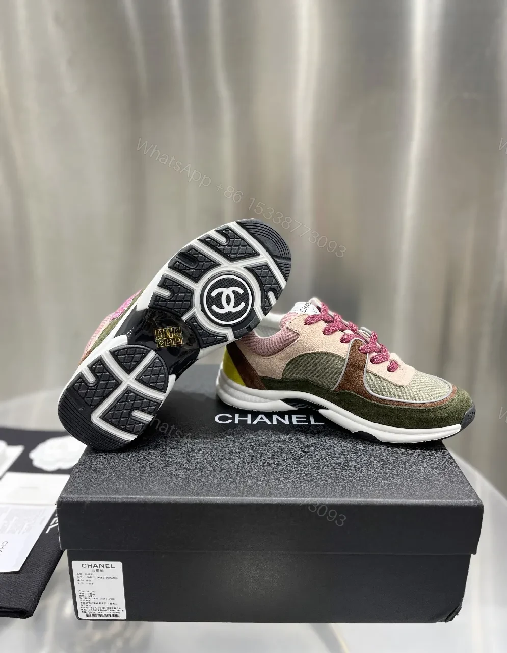View 8 of Patterned Knit Runner: Suede-Mesh, Logo Luxe Sneakers