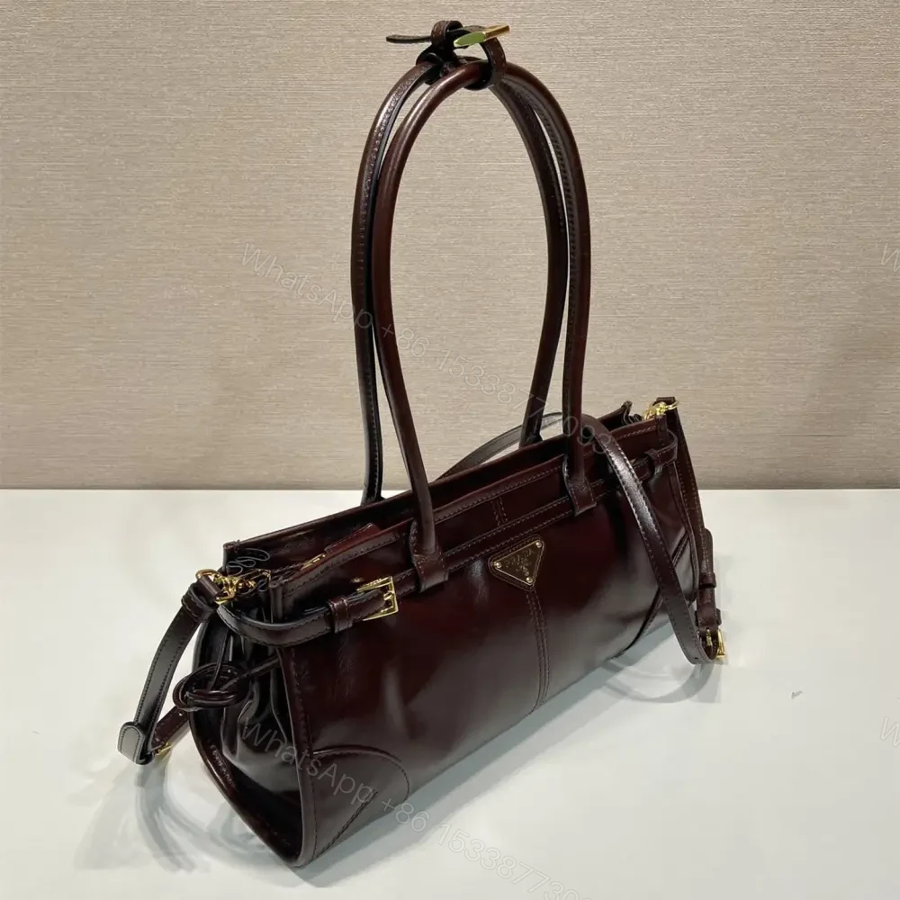 View 3 of 高仿Prada*Bonnie系列1BA426手提單肩包酒紅色小號免檢版