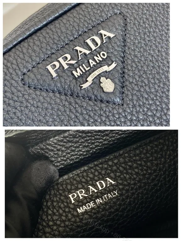 View 4 of Prada Black Pebbled Crossbody: Compact Luxury Bag