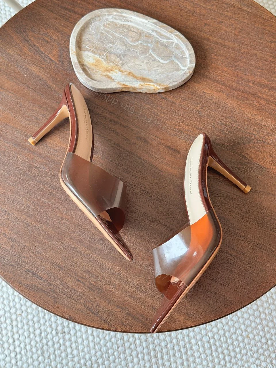 View 7 of Gianvito Rossi Elle 105 TPU and patent leather mules